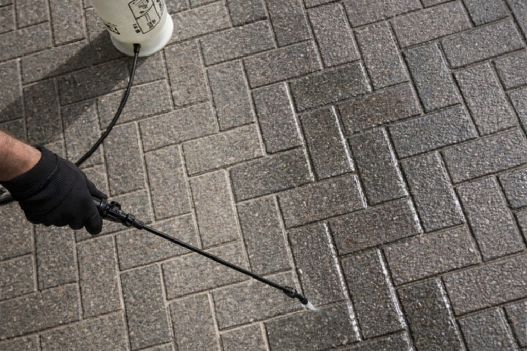 Tuintegels impregneren met een spuit eerst schoonmaken