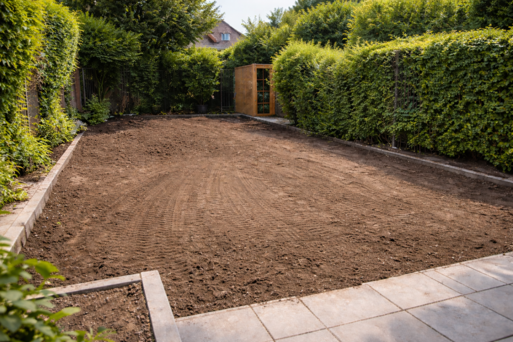 tuin egaliseren door tuinaanleg concurrent